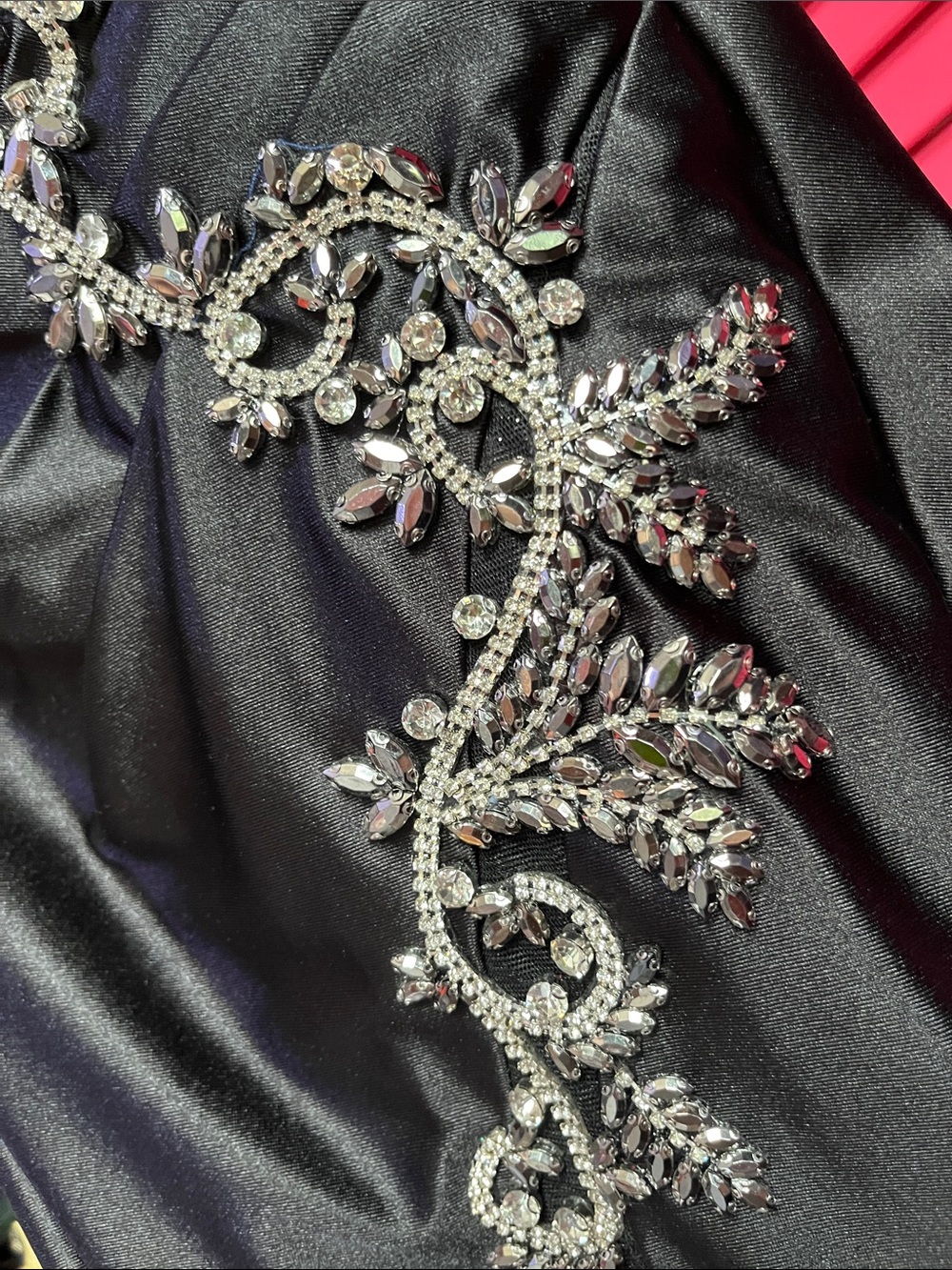 Black Beaded Evening Gown with Silver Embellishment - Picture 8 of 17